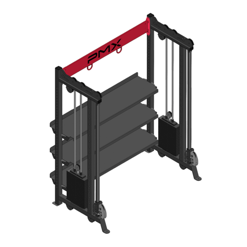 Two Cable Column, Single Bay Wall Unit - Three Attachments
