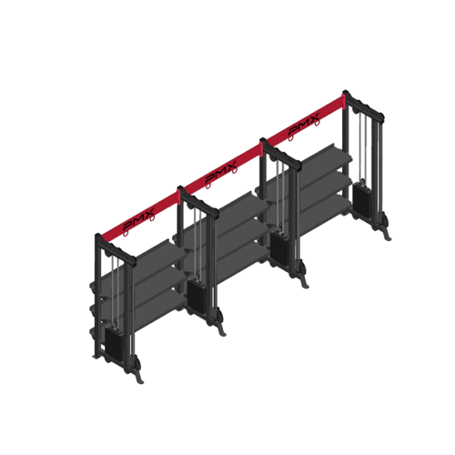 Four Cable Column, Three Bay Wall Unit